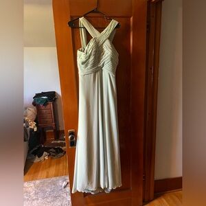 Azazie Light Green Criss-Cross Maxi Dress